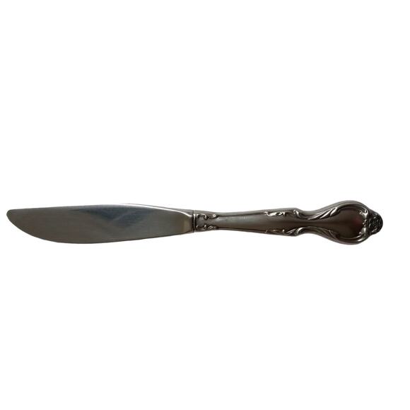 Lyons Queens Fancy Butter Knife Spreader Stainless Steel Satin Black Accent 7" - Picture 1 of 6